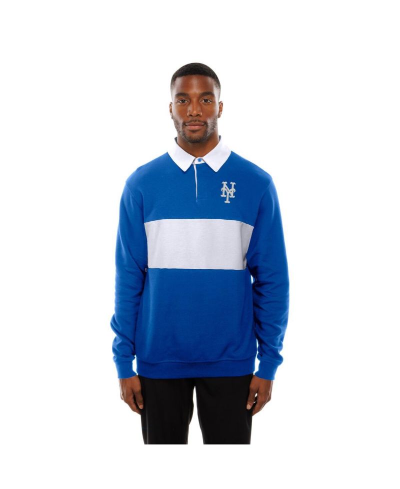 Men's Royal New York Mets Throwback Prep Color Block Rugby Polo Shirt