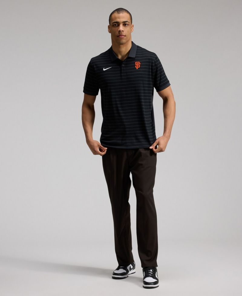 Men's Black San Francisco Giants Authentic Collection Striped Victory Dri-FIT Polo Shirt