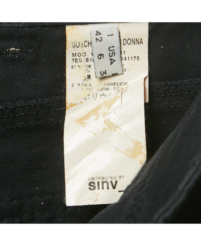 Women's Jeans Black Cotton Logo Stud Detail Mini Skirt