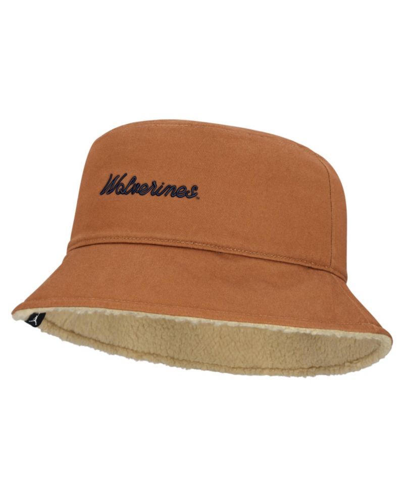 Men's and Women's Beige/Tan Michigan Wolverines Campus Prep Script Reversible Bucket Hat