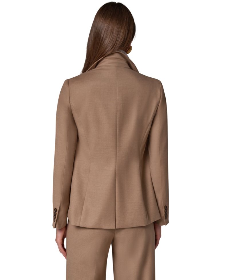 Women's Asymmetrical Zip Shoulder-Padded Blazer