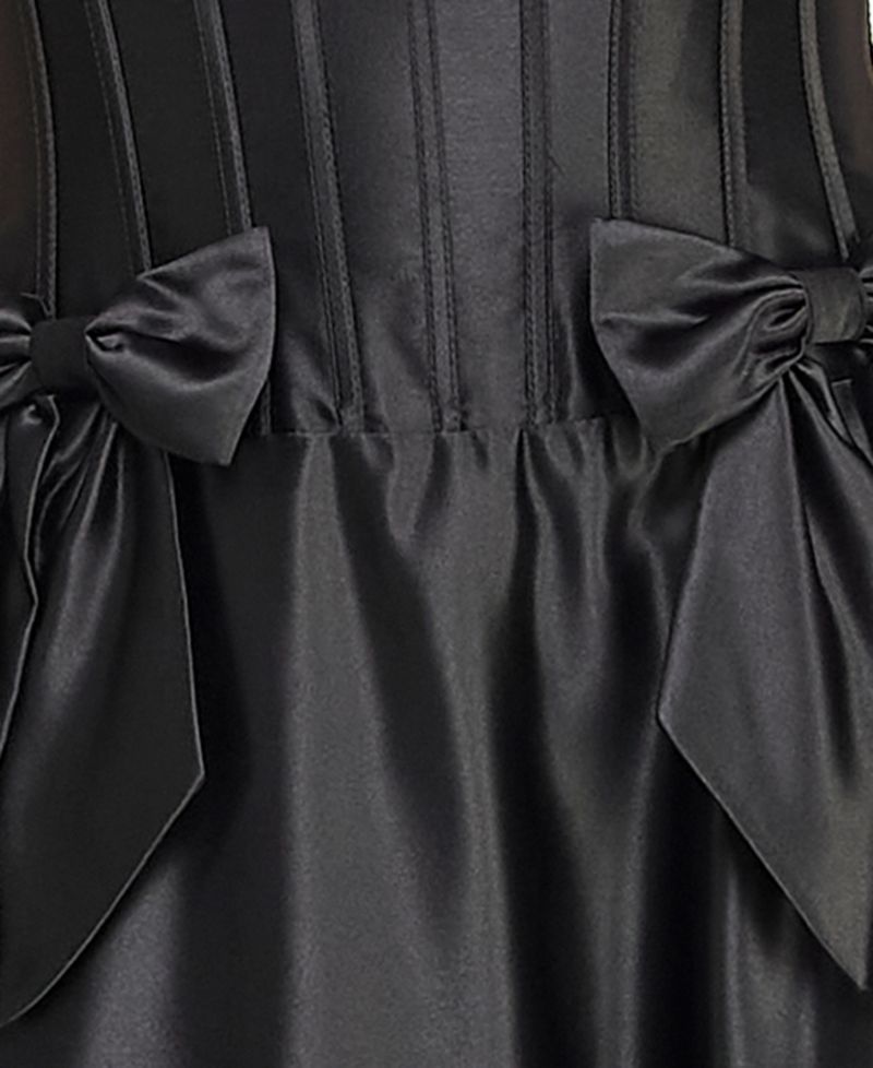 Juniors Strapless Satin Ball Gown with Waist Bows and Corset Bodice