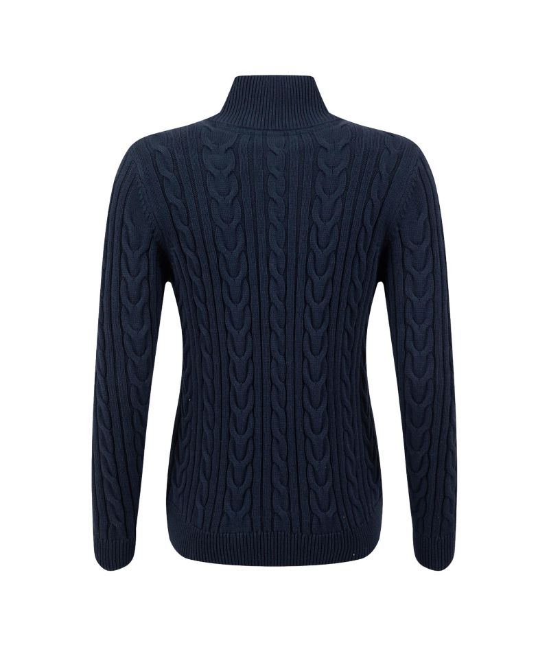 Women's Lunenne Cable-Knit Full-Zip Funnel-Neck Cardigan