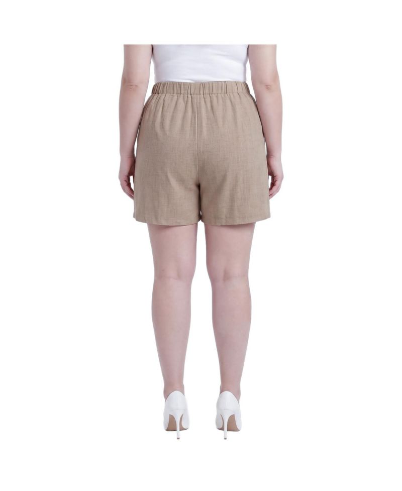 Plus Size Khaki Shorts with Pockets