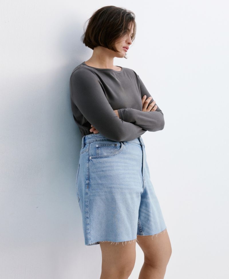 Women's Straight Low-Rise Denim Bermuda Shorts