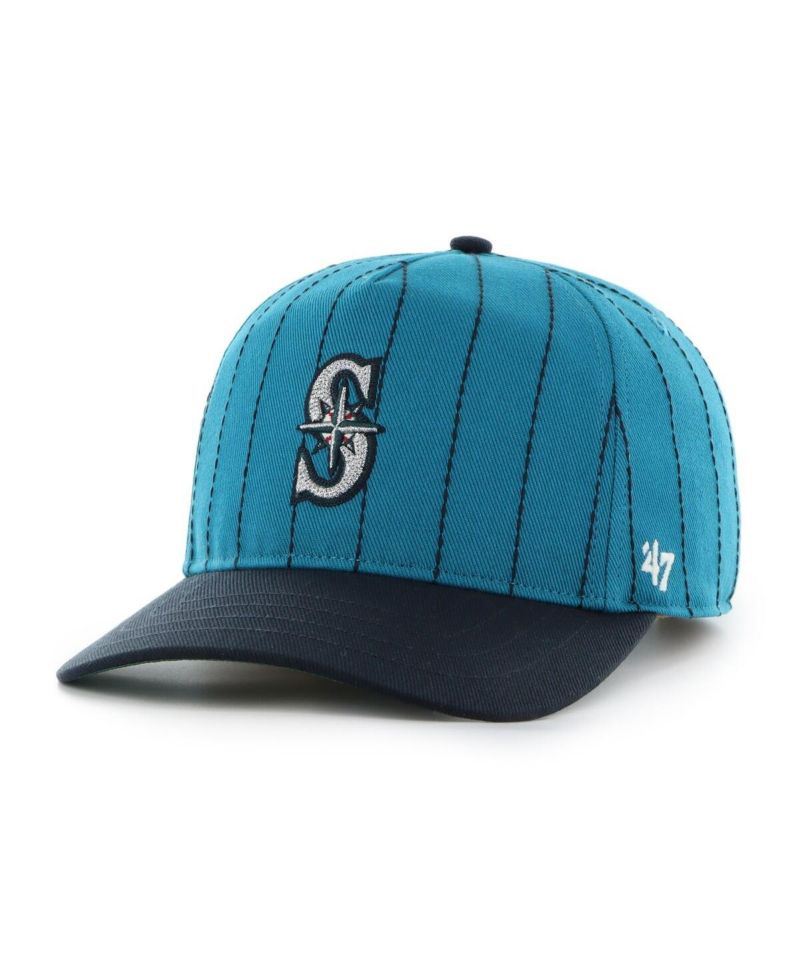x Rawlings Men's Teal/Navy Seattle Mariners Pinstripe Hitch Adjustable Hat
