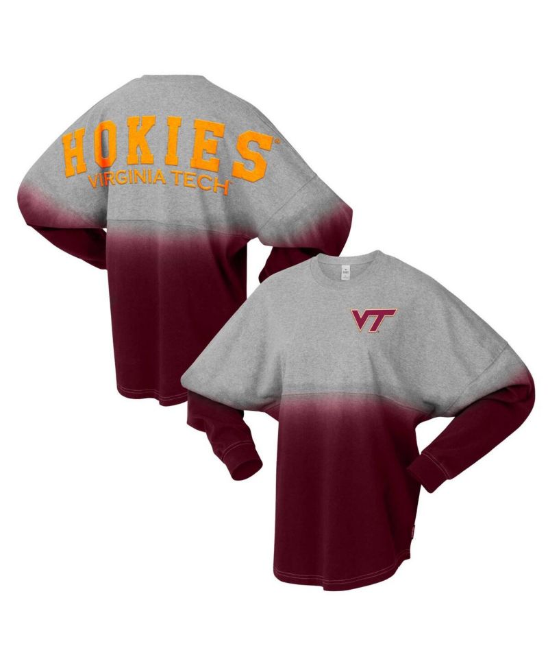 Men's and Women's Maroon/Gray Virginia Tech Hokies Ombre Long Sleeve T-Shirt