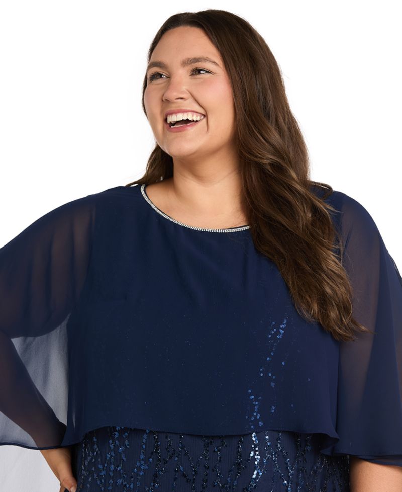 Plus Size Scoop Neck Beaded Sheath Dress
