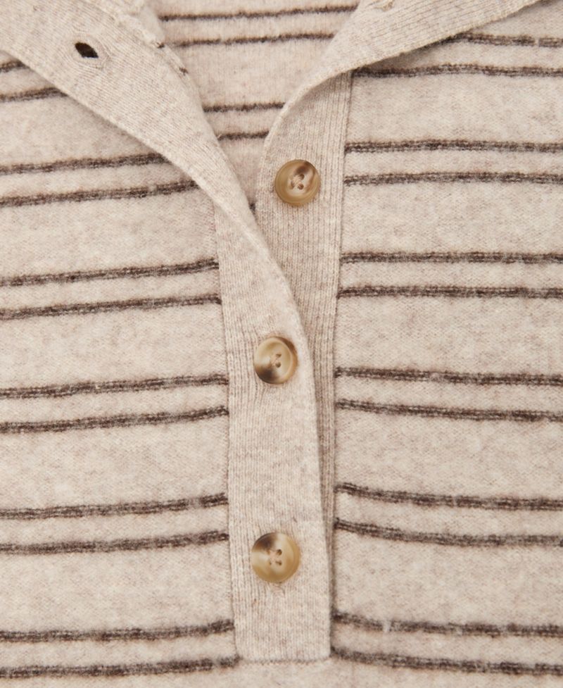 Women's Evana Wool-Cashmere Stripe Buttoned Jumper