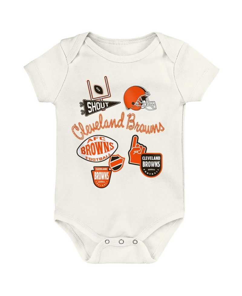 Baby Boys and Girls 3-Pack Cleveland Browns Littlest Player Bodysuit Set