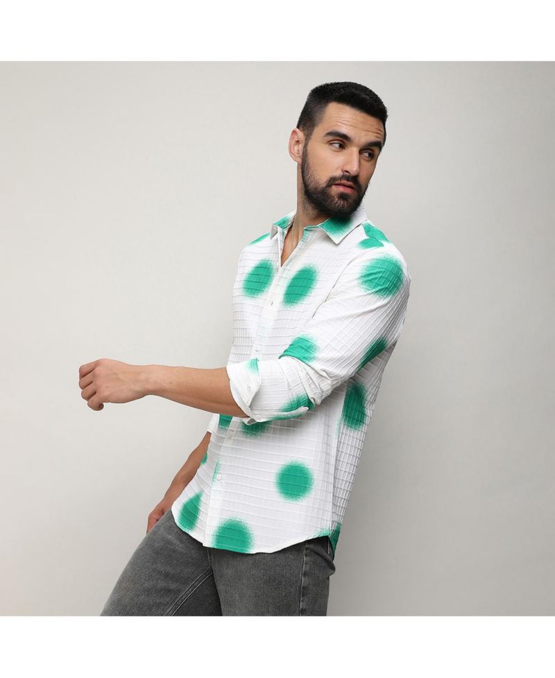 Men's Chalk White:Emerald Green Spraypaint Shirt
