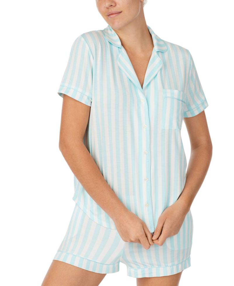 Sleepwear Short-Sleeve Modal Jersey Notch Collar Boxer Pajama Set