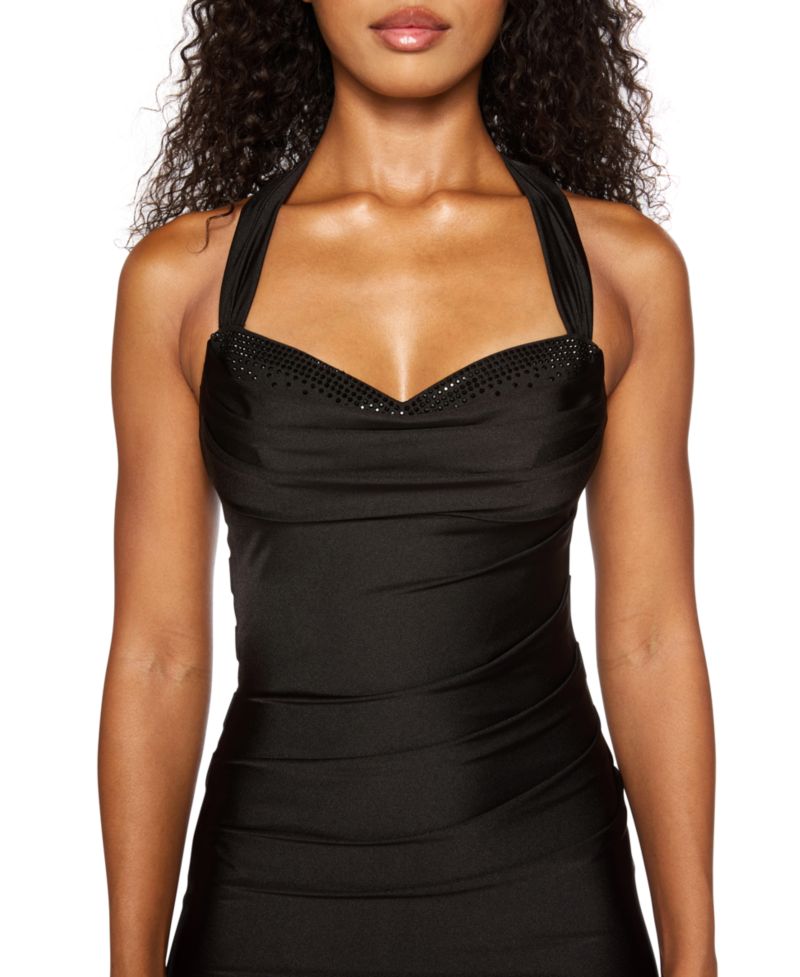 Juniors' Ruched Sweetheart Neck Gown