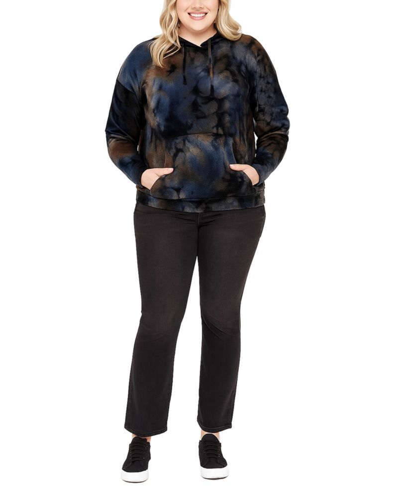 Plus Size Tie Dye Cozy Pocket Pullover Sweatshirt