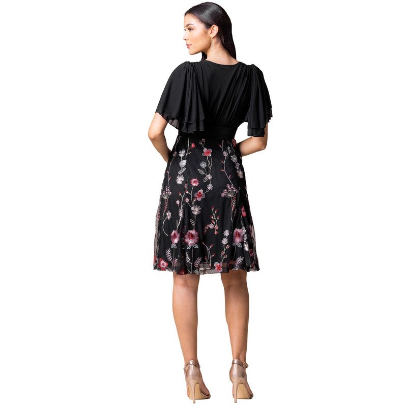 Women's Lillian Embroidered Mesh Midi Cocktail Dress