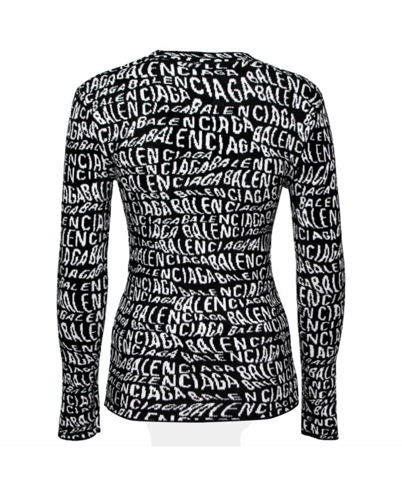 Women's Wavy Logo Knitted Crew Neck Top