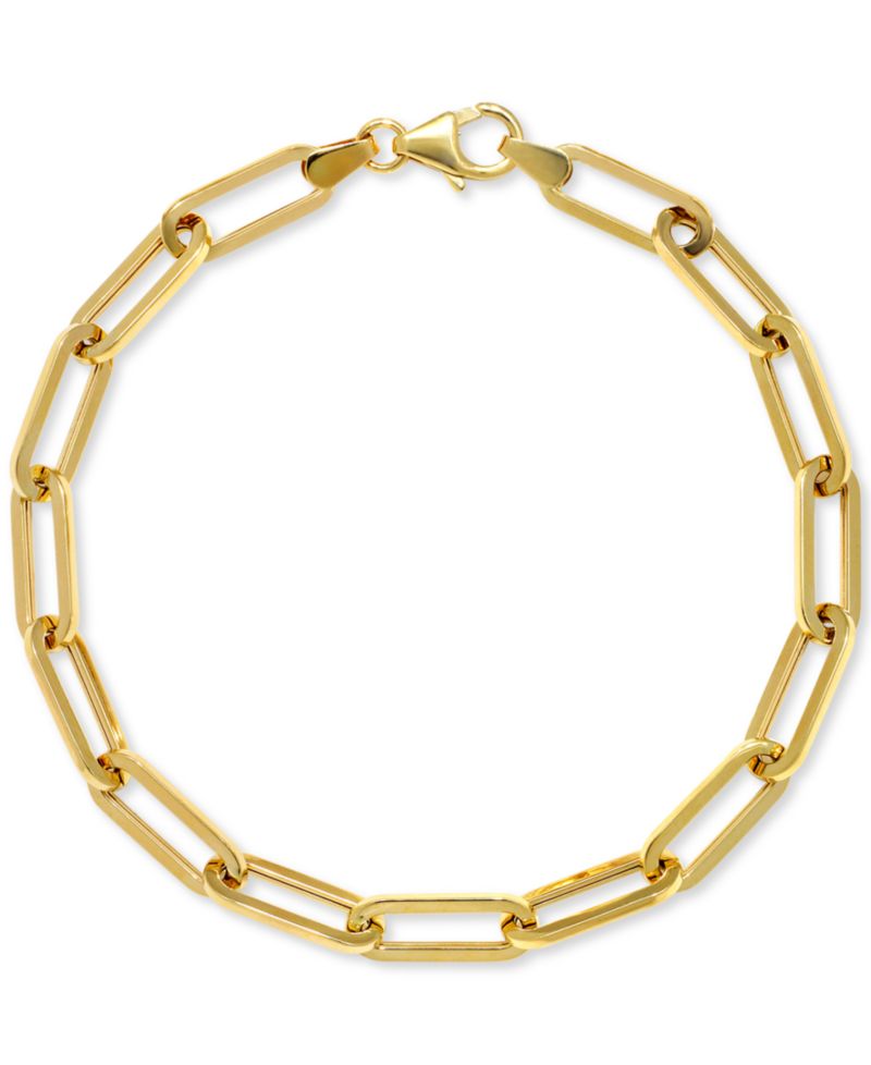 Paperclip Link 7.5" Bracelet in 14k Gold (1mm)