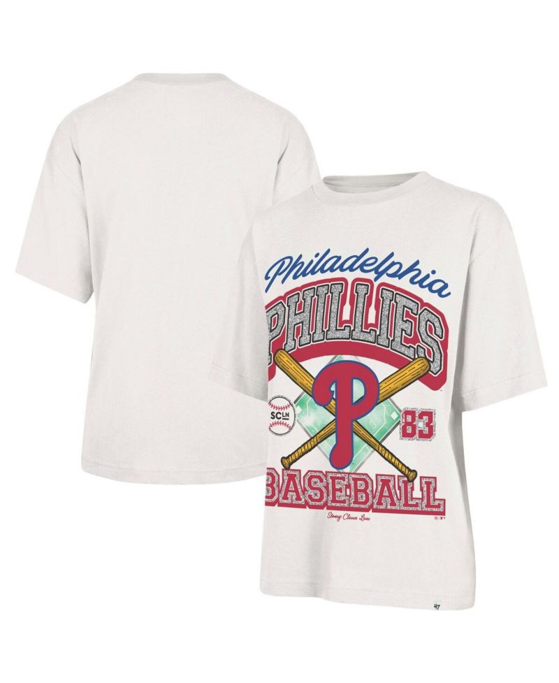 Stoney Clover Lane X Women's Sand Philadelphia Phillies Crossover Base Foundation T-Shirt