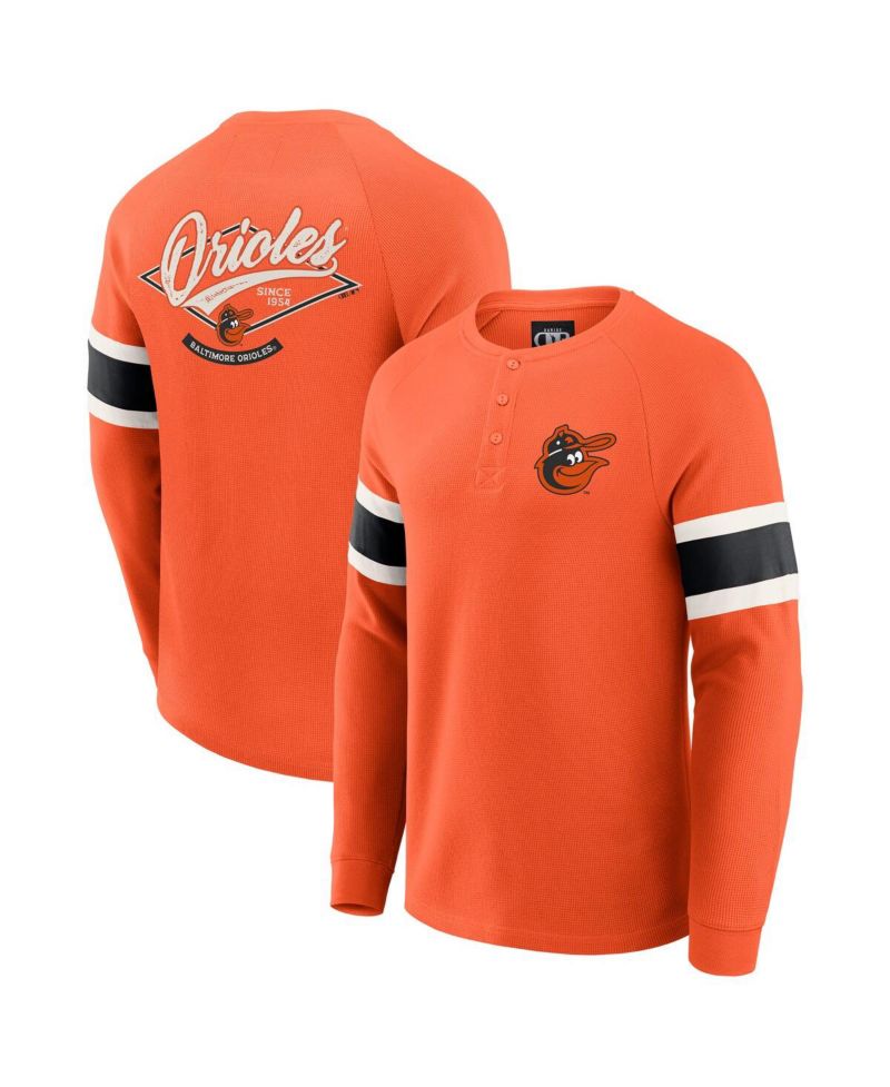 Darius Rucker Collection by Men's Orange Baltimore Orioles Waffle-Knit Raglan Long Sleeve Henley T-Shirt
