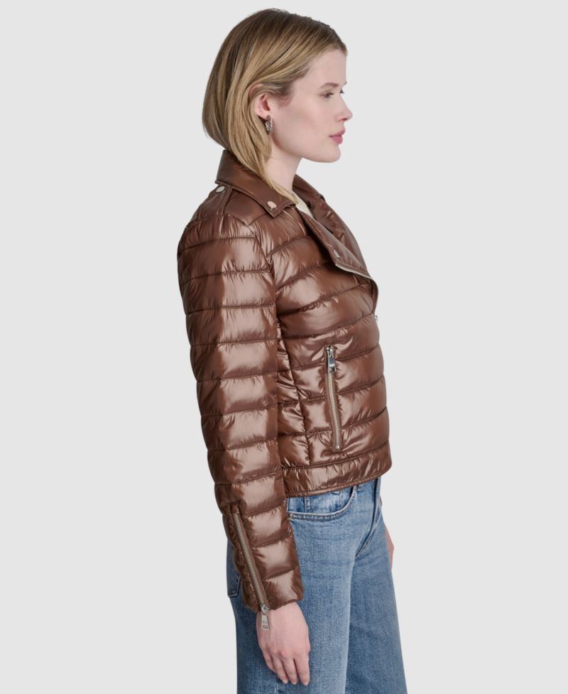 Women's Moto Style Lightweight Puffer Jacket