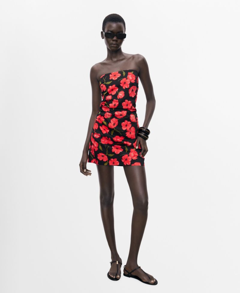 Women's Strapless Floral Dress