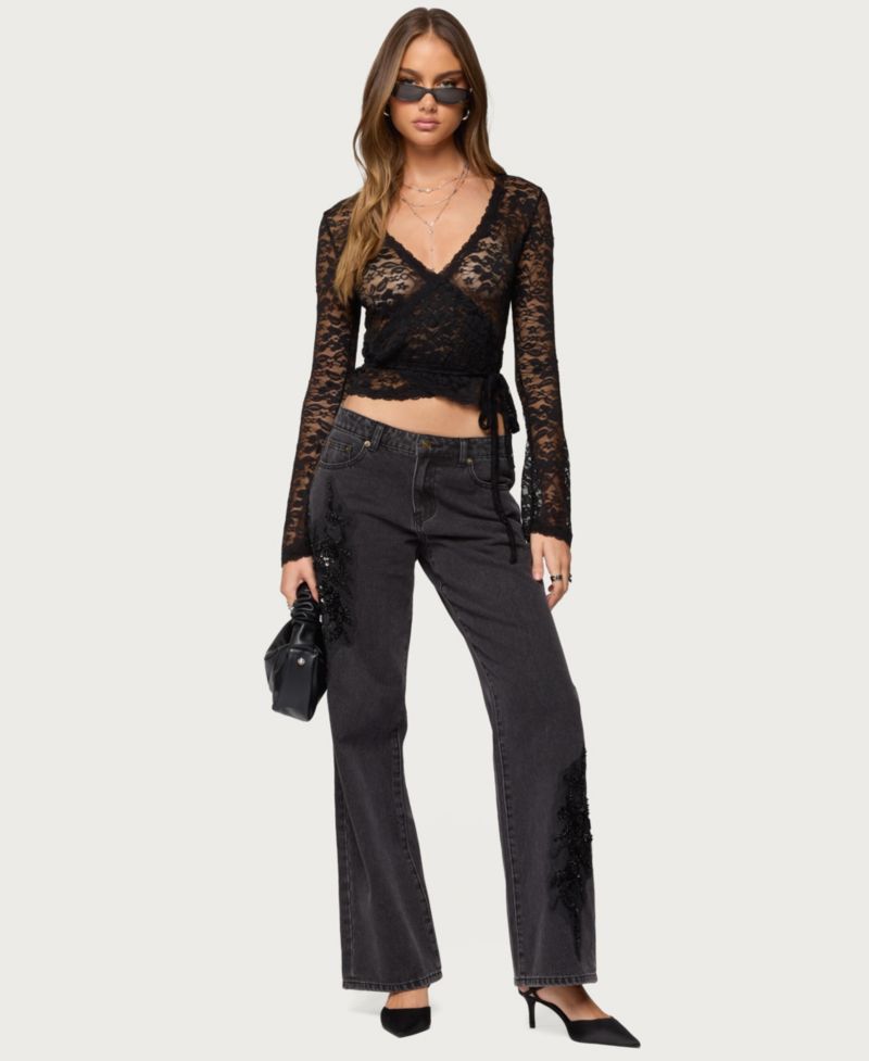 Women's Medora Sheer Lace Wrap Top
