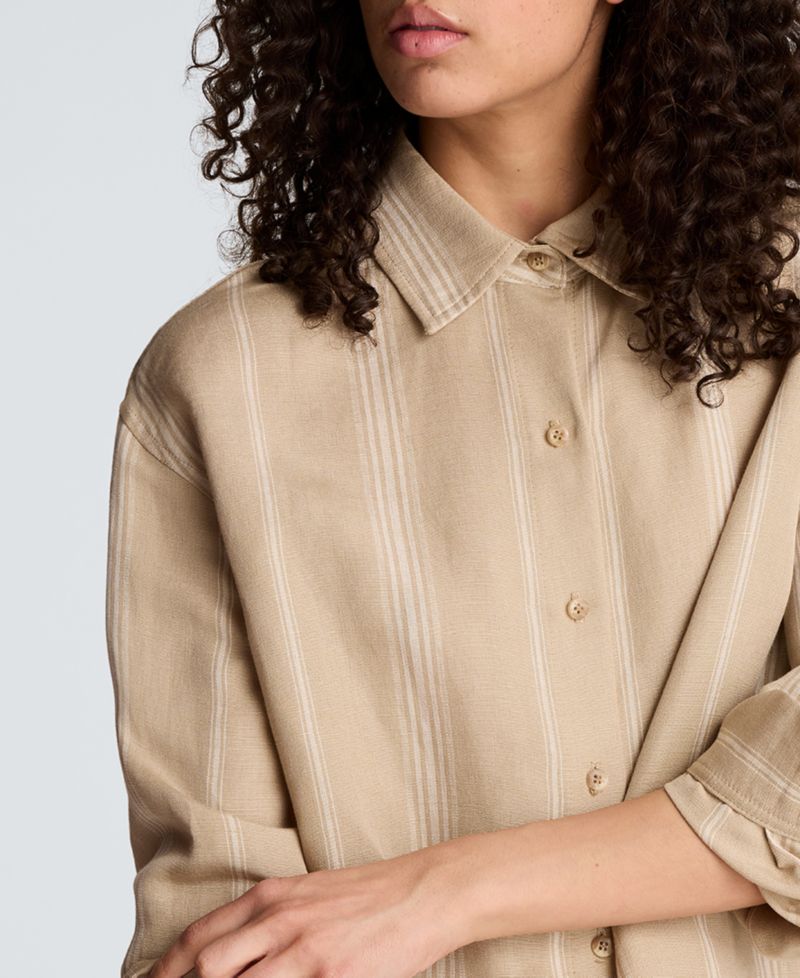 Women's Drop Shoulder Linen Boyfriend Shirt