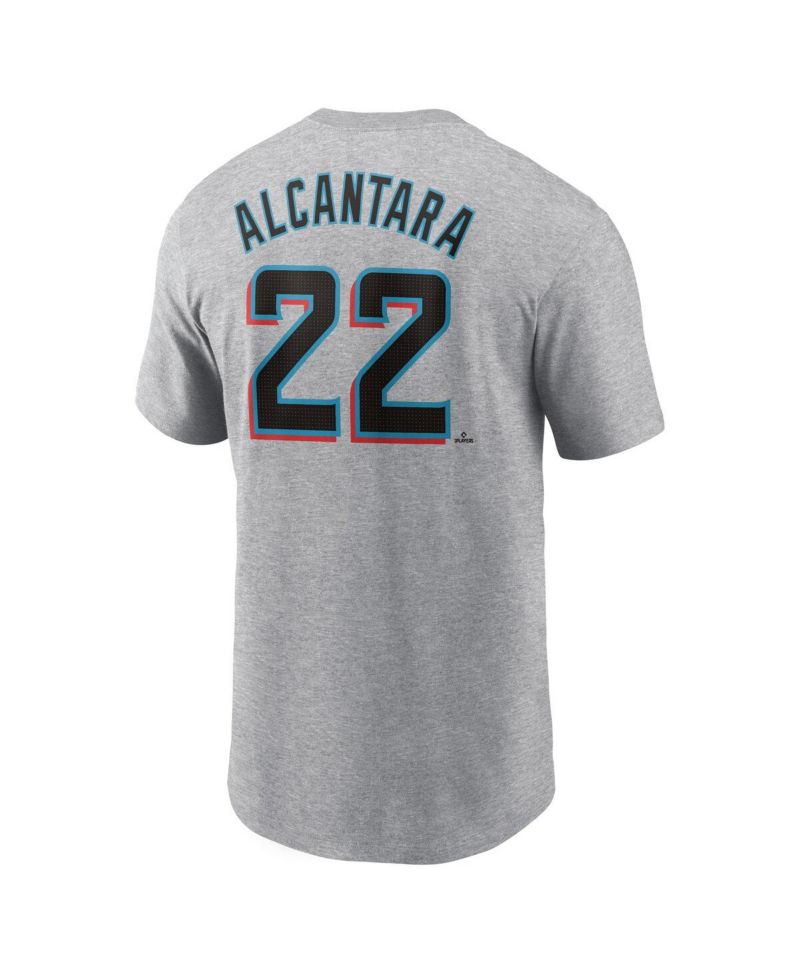 Men's Sandy Alcantara Heather Gray Miami Marlins Fuse Name & Number T-Shirt