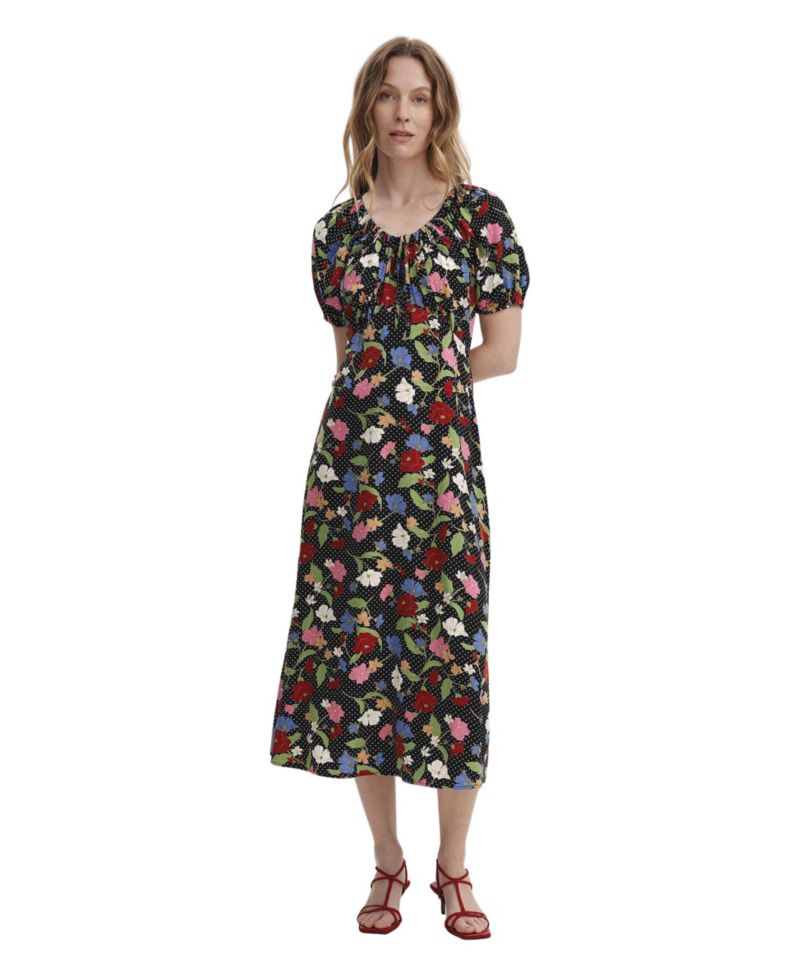 Women's Jada Floral-Print Sweetheart Puff-Sleeve Midi Dress