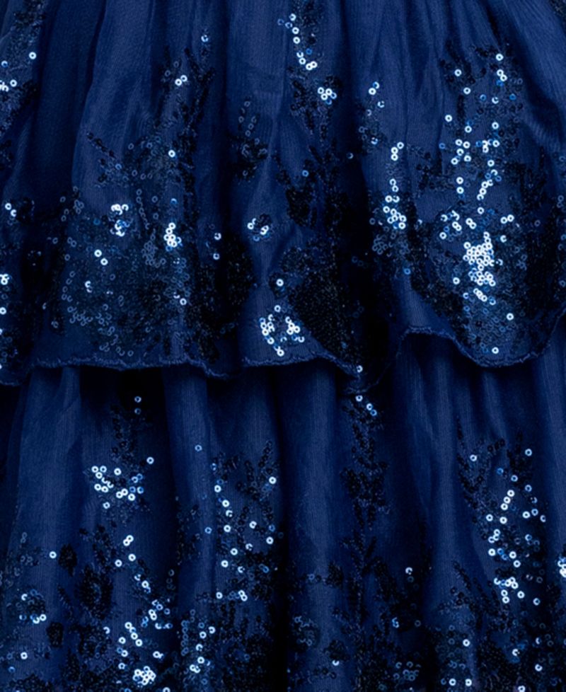 Juniors' Sequin Ruffle Halter Neck Dress