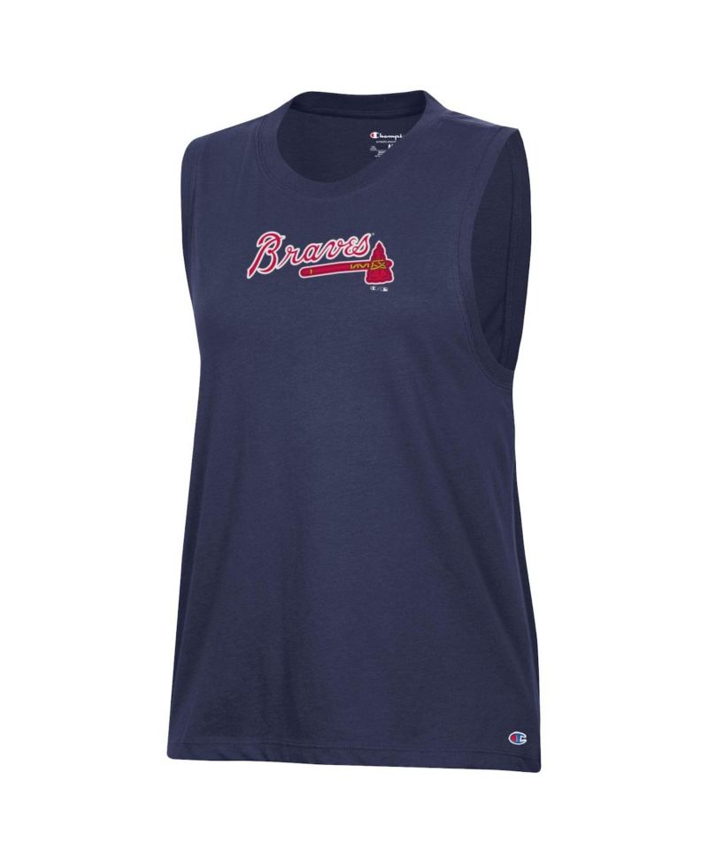 Women's Navy Atlanta Braves Muscle Tank Top