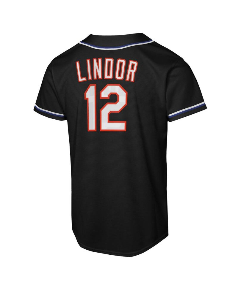 Big Boys and Girls Francisco Lindor Black New York Mets Fashion Replica Player Jersey