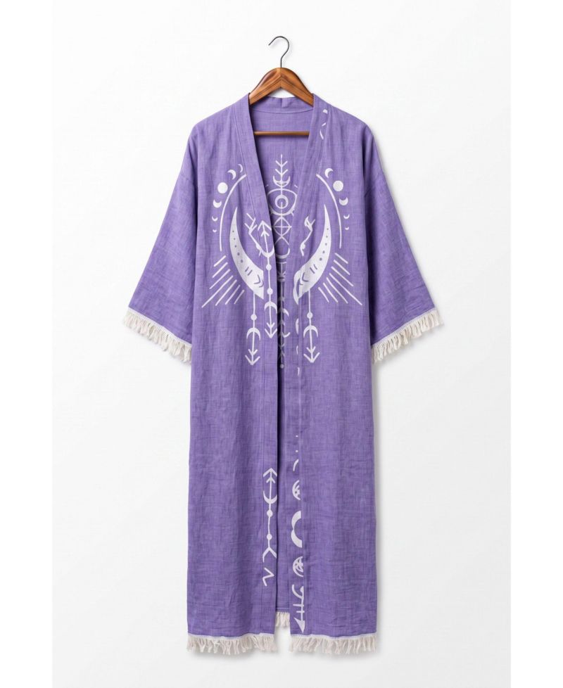 Women's Luna Handwoven Jacquard V-Neck Beach Cover-Up Robe