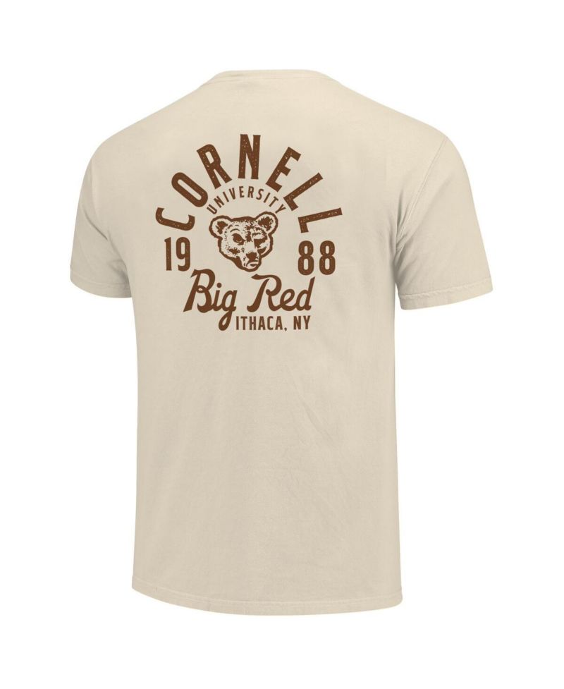 Men's Cream Cornell Big Red Comfort Colors Mascot Overlay T-Shirt