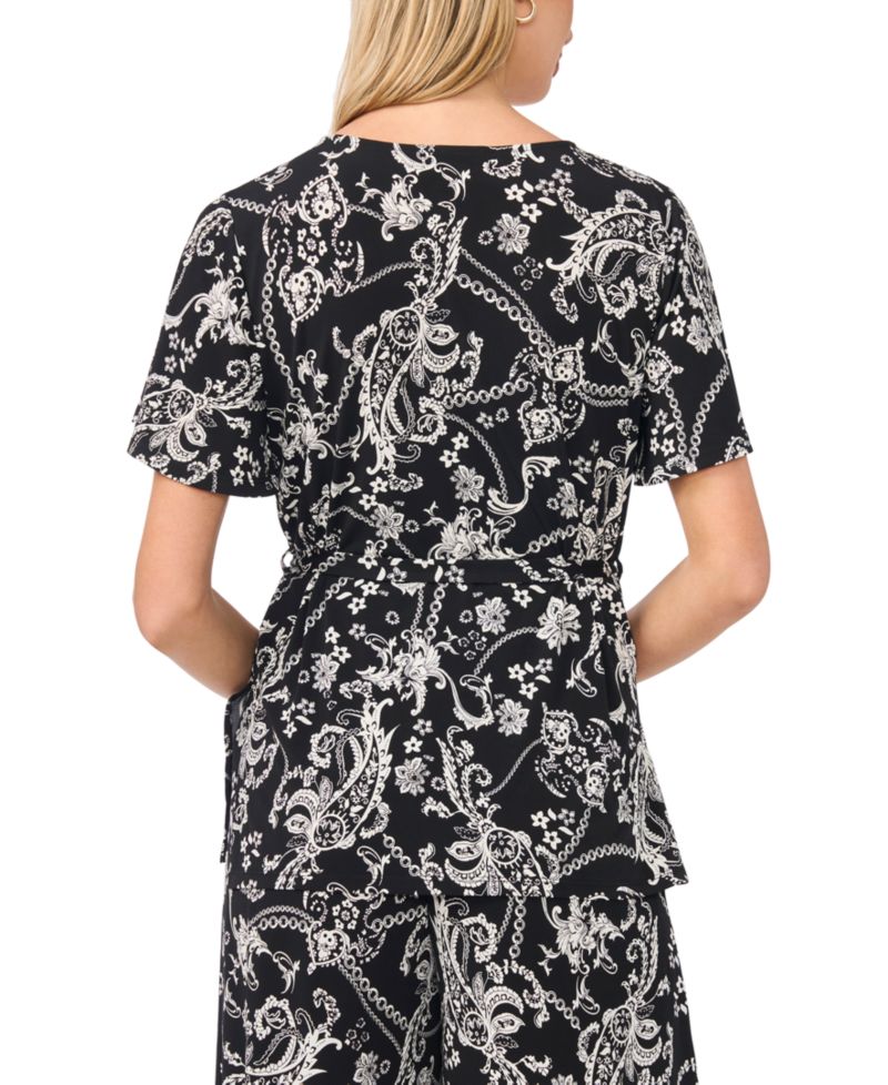 Women's V-Neck Flutter-Sleeve Tunic Top