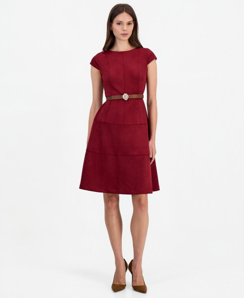 Women's Heritage A-Line Cap-Sleeve Tiered Midi Dress