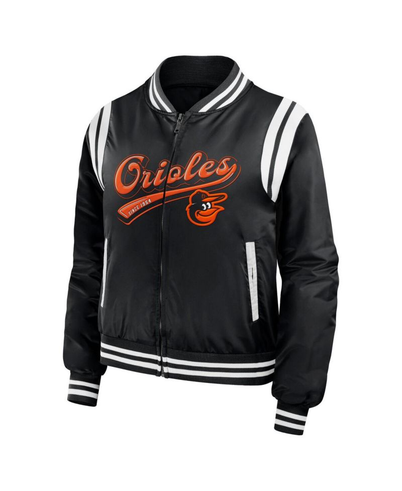 Women's Black Baltimore Orioles Football Bomber Jacket