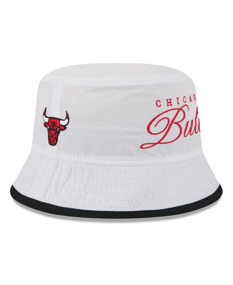 Men's White/Black Chicago Bulls 2025 NBA Draft Nylon Bucket Hat