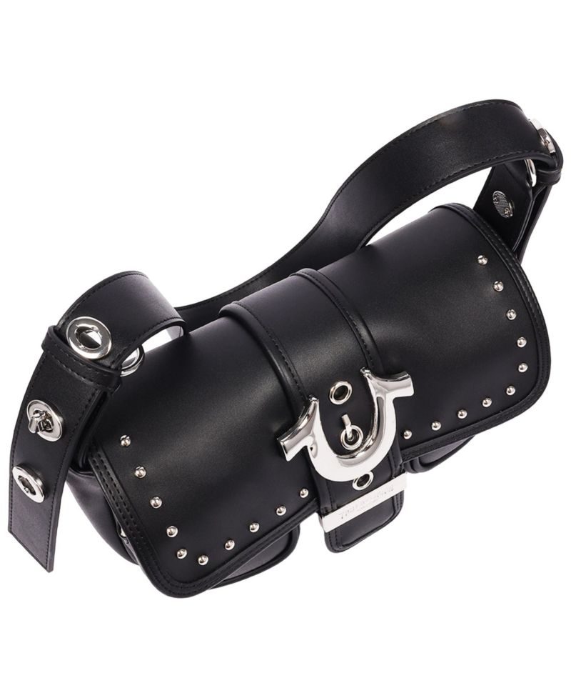 Women's Smooth Moto Studded Shoulder Bag