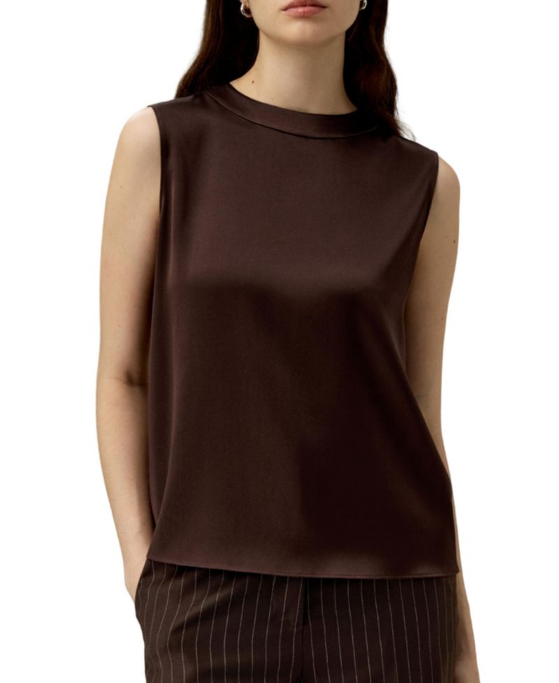 Women's Sleeveless Round Neck Silk Top