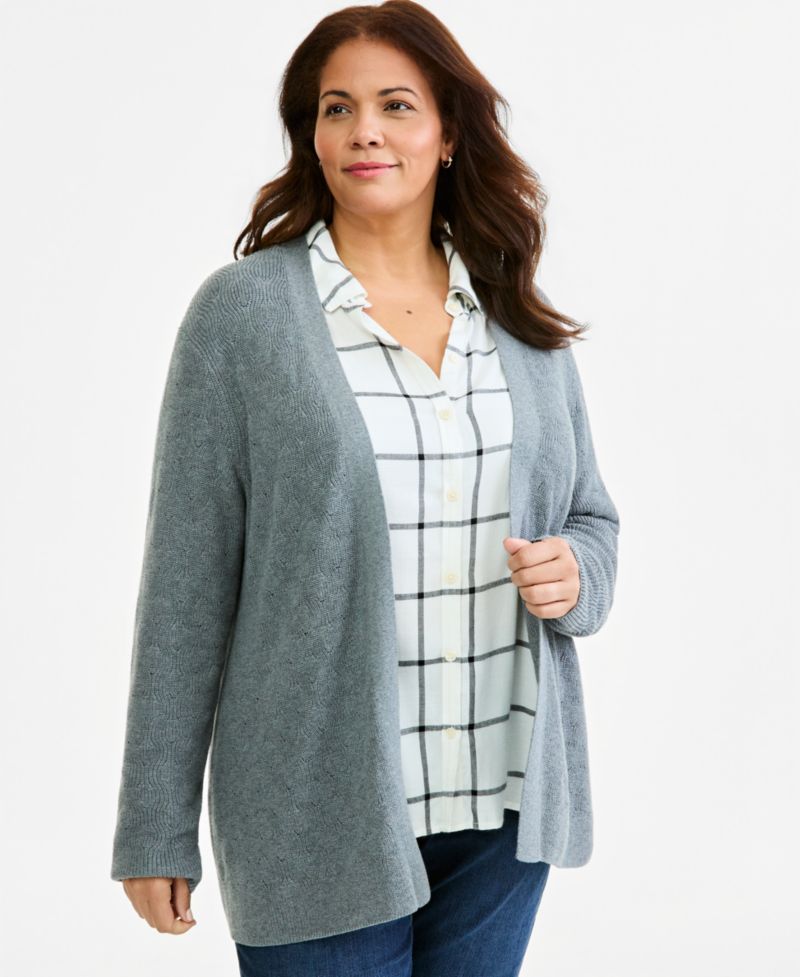Plus Open Stitch Cardigan, Macy's Exclusive