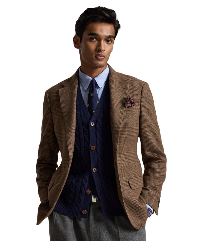 Men's Wool-Blend Glen Plaid Modern-Fit Sport Coat