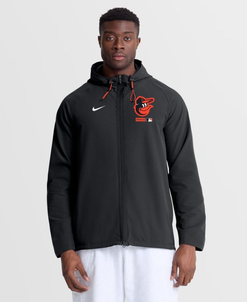 Men's Black Baltimore Orioles Authentic Collection Raglan Therma-FIT Full-Zip Hooded Jacket