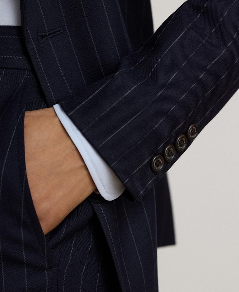 Women's Pinstripe Double-Breasted Twill Blazer