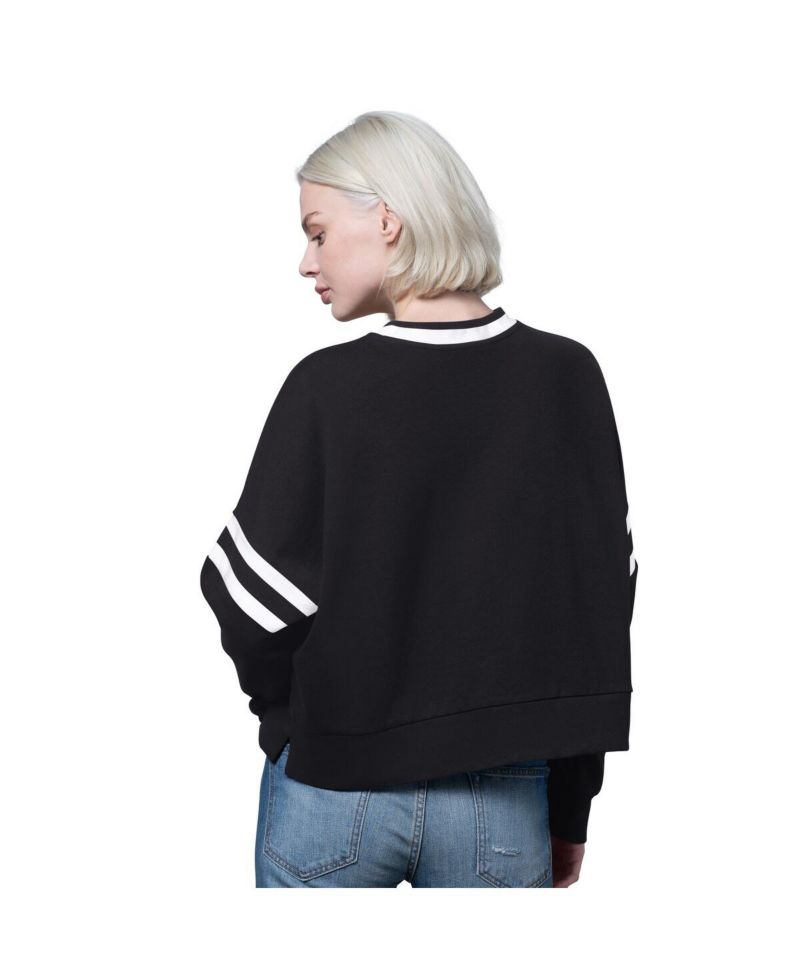 Women's Black Buffalo Bills Rally Drop Shoulder Cropped Sweatshirt
