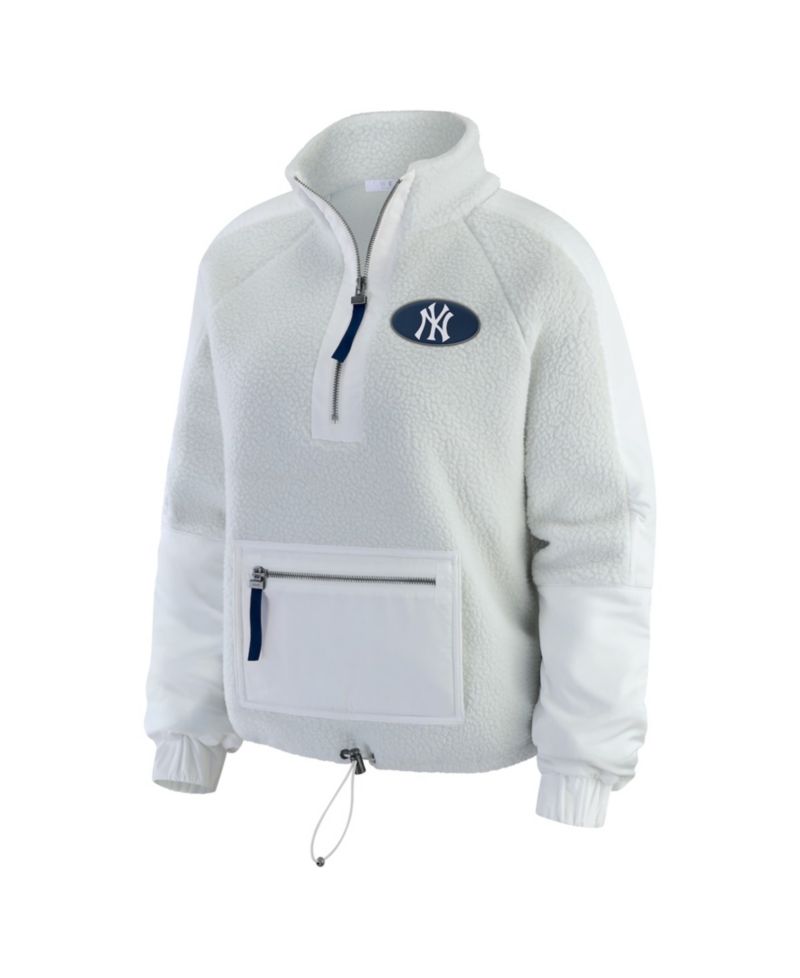 Women's Gray New York Yankees Polar Fleece Quarter-Zip Jacket