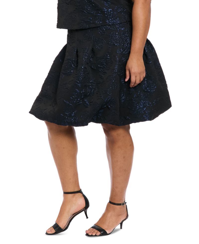 Plus Size Floral Jacquard Bubble Skirt