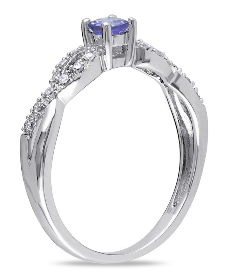 Tanzanite (1/6 ct. t.w.) and Diamond (1/10 ct. t.w.) Sterling Silver, Infinity Ring