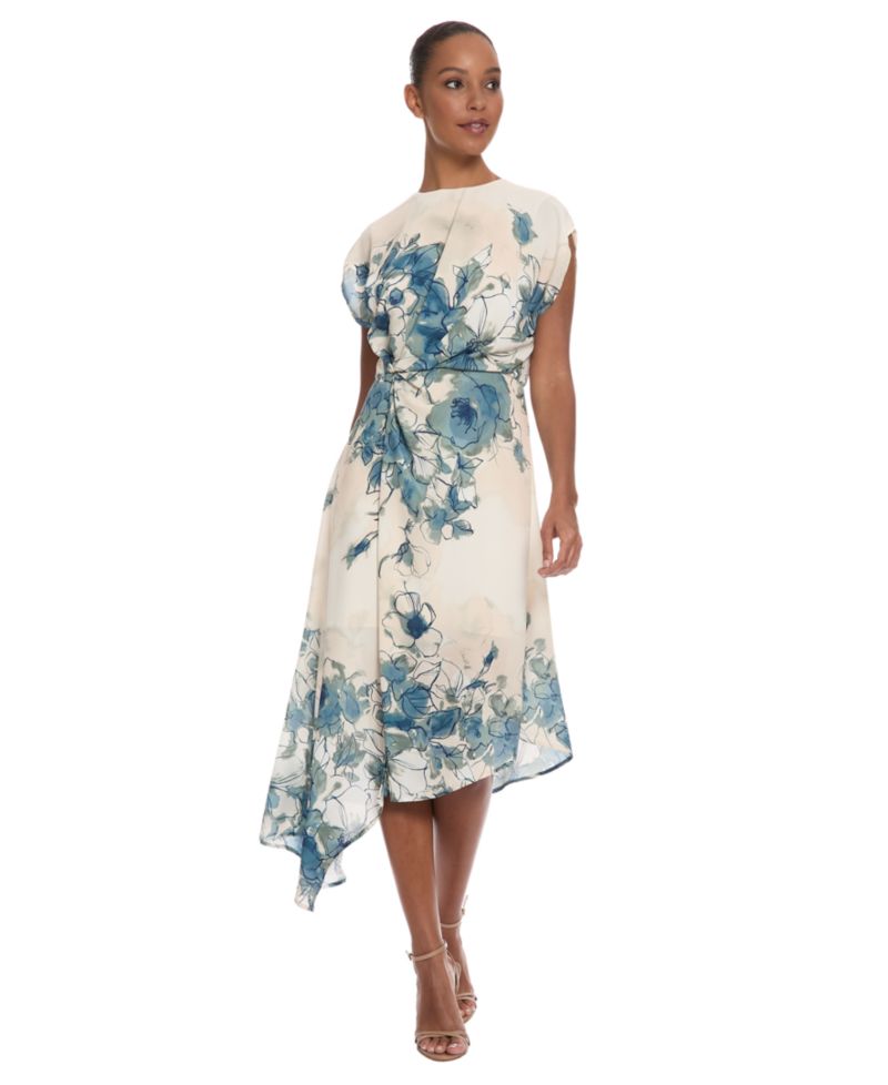 Women's Asymmetrical Floral Midi Dress