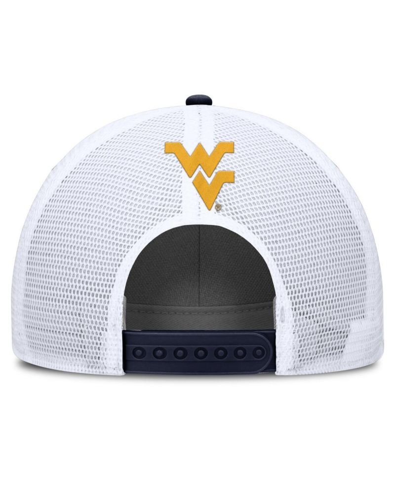 Men's Navy/White West Virginia Mountaineers 2025 On-Field Rise Patch Trucker Adjustable Hat